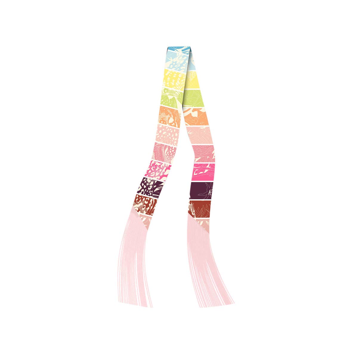 Frilly Scarf with Fringe-pink colorblock