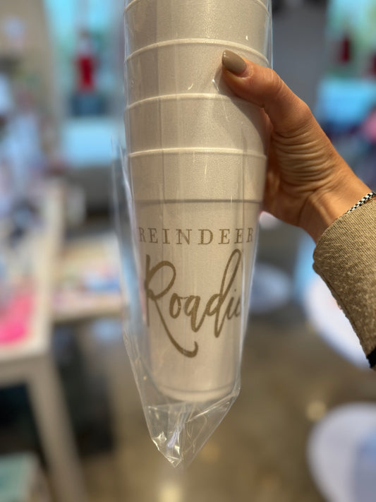 Gold Reindeer Roadie Styrofoam Cups