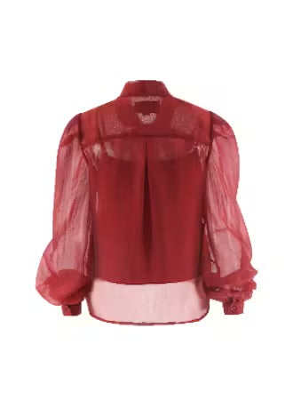 The LS French Bow Shirt in Burgundy
