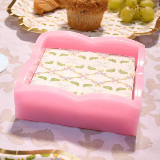 Pink Palm Acrylic Scalloped Cocktail Napkin Holders