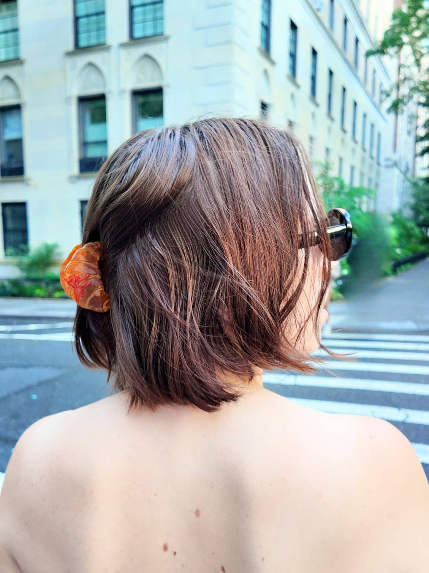 Hand-Painted Mini Bow Croissant Claw Hair Clip | Eco-Friendly