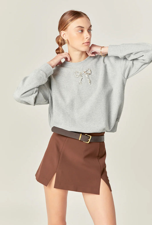 Rhinestone Bow Sweatshirt