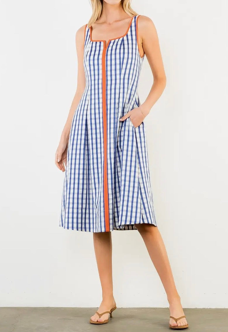 Thin Strap Gingham Pattern Dress