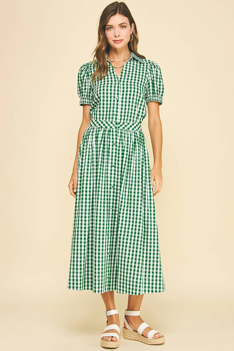 Gingham Button Down Skirt