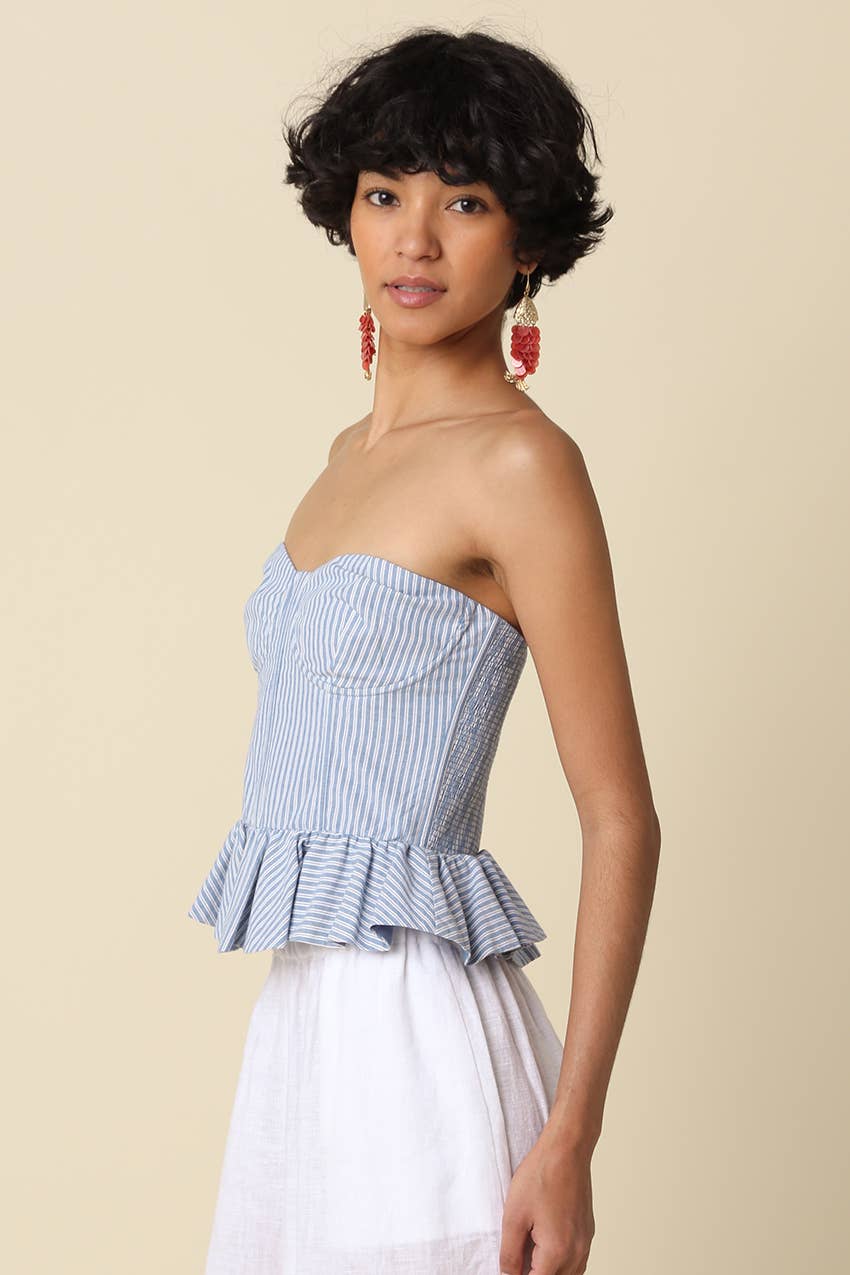 Melly Striped Peplum Tube Top