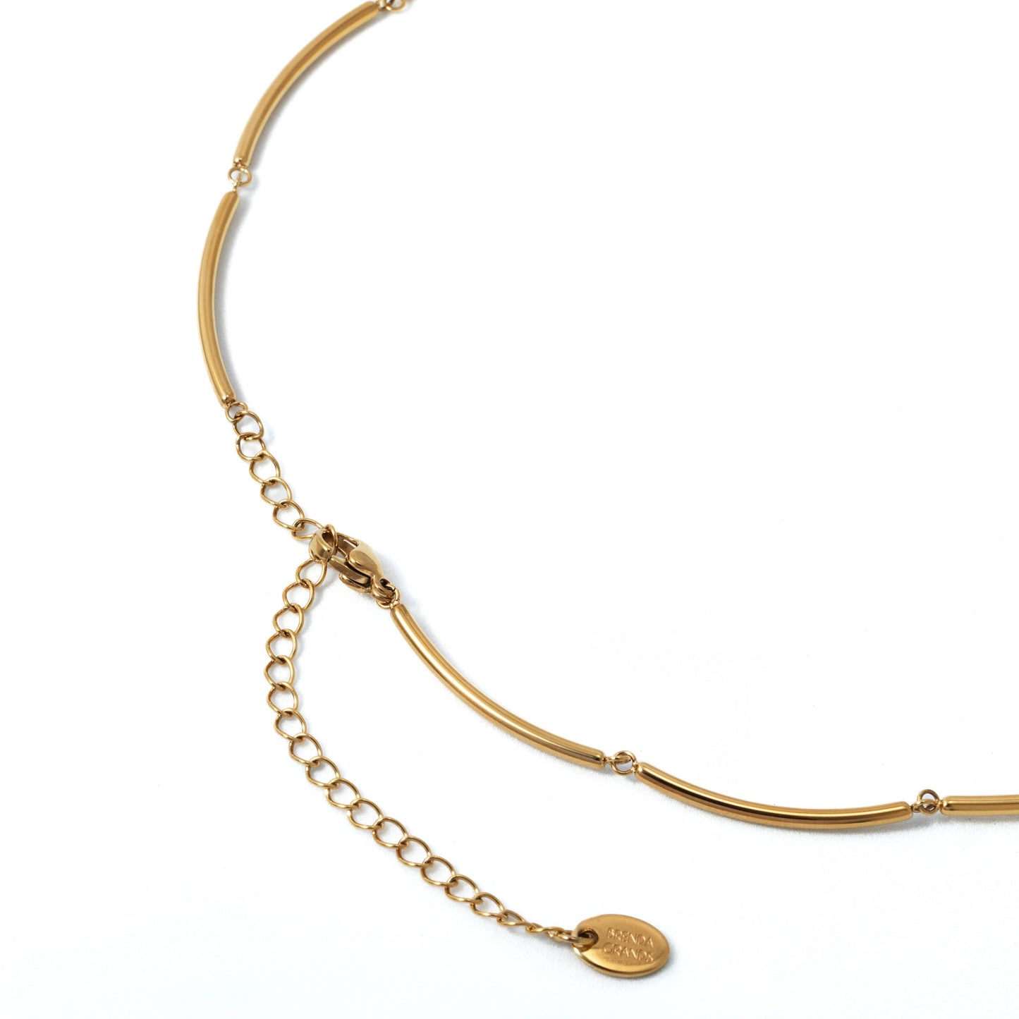 18K Gold Oval Crystal Collar Necklace