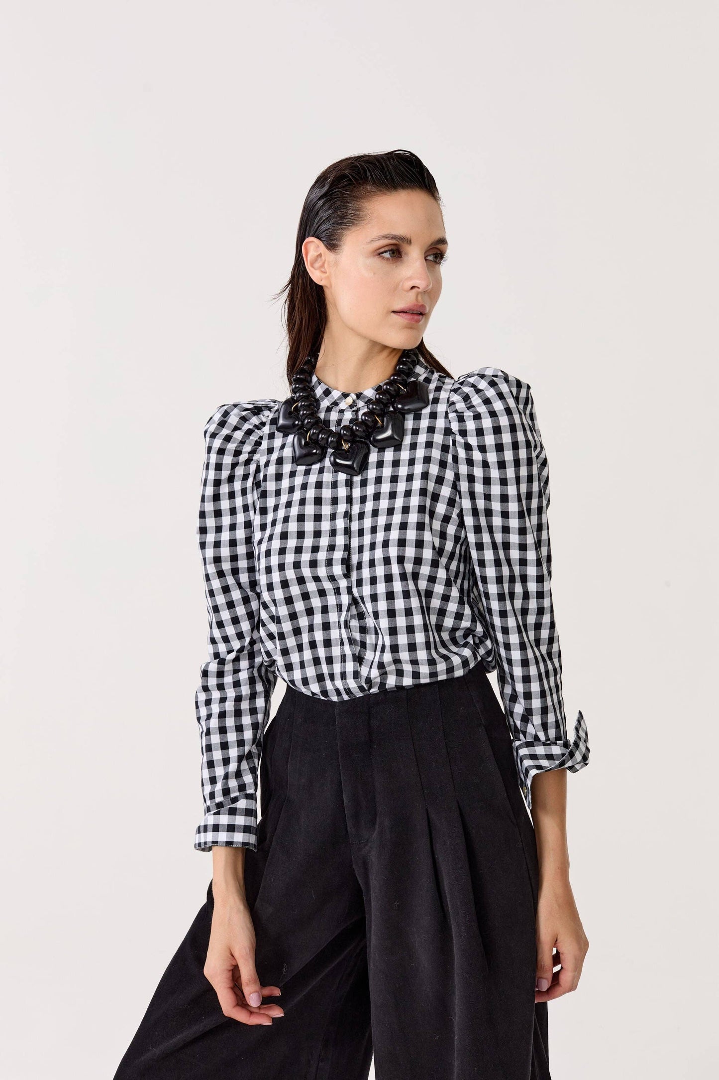 Lilium Poplin Shirt - Black/White Check