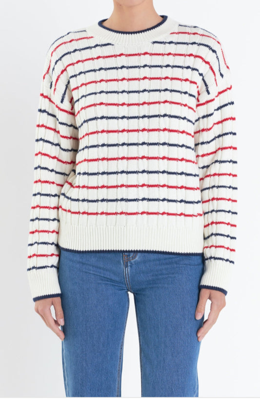 Red/Navy Stripe Preppy Sweater