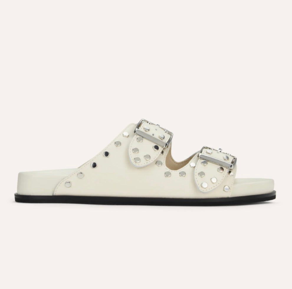 Maya Stud Sandal in Cream Leather