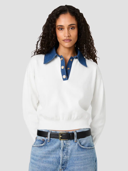 Maxime Denim Collared Long Sleeve Sweater