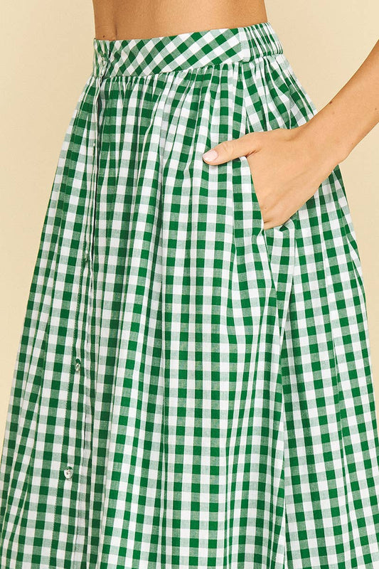 Gingham Button Down Skirt
