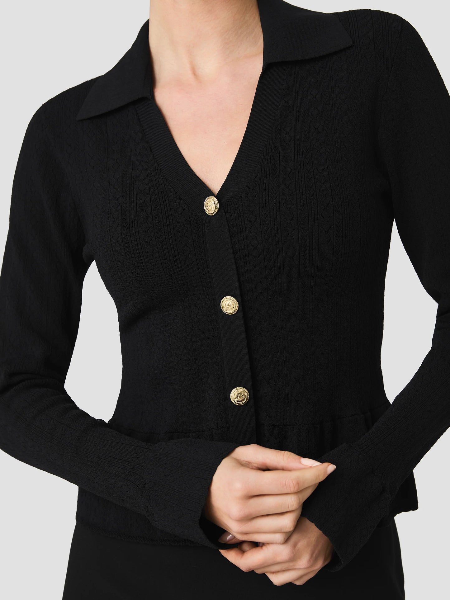 Crinkle Knit Pointelle Cardigan