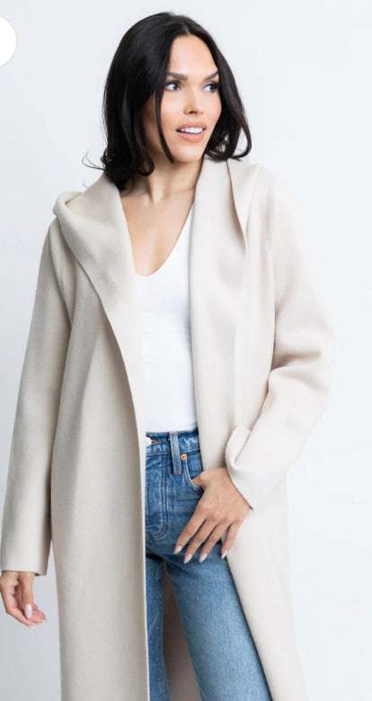 Hooded Sweater Coat in Cream
