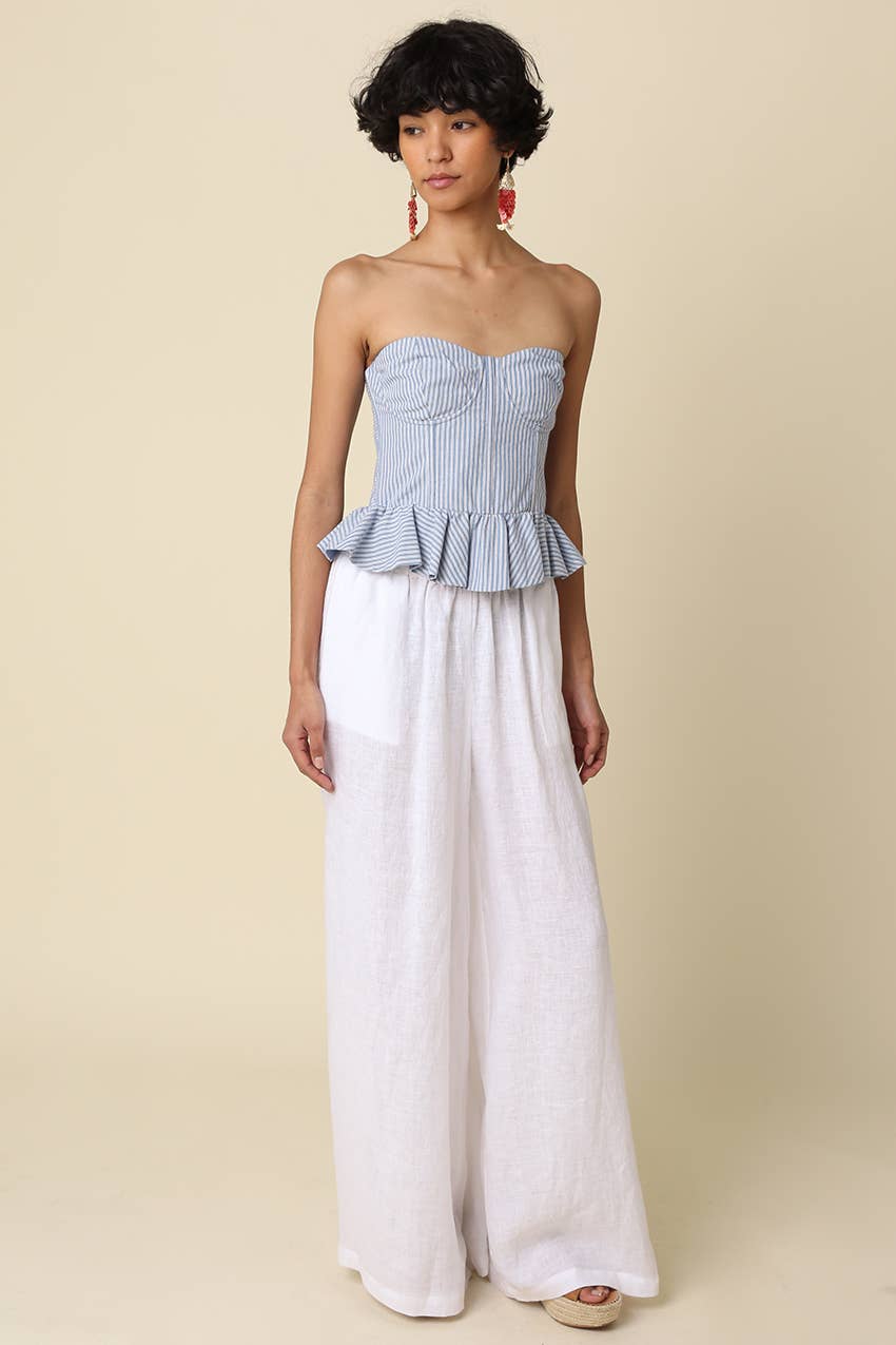 Melly Striped Peplum Tube Top