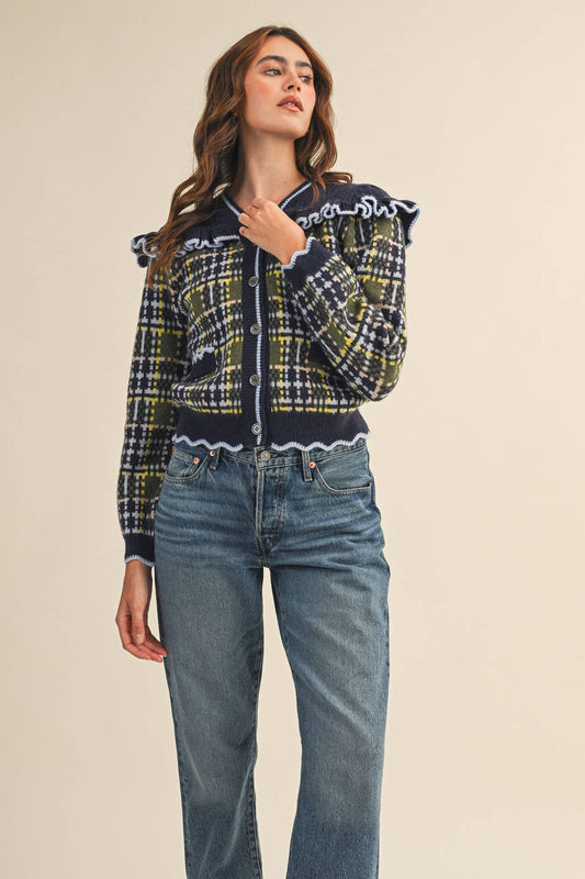Plaid Ruffle Sweater Top