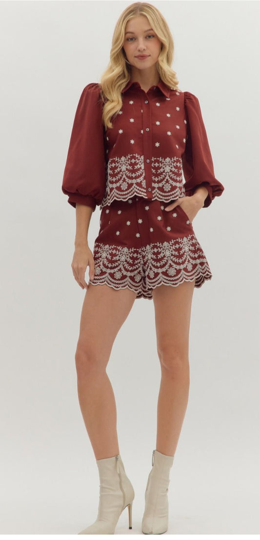 Garnet Embroidered Set