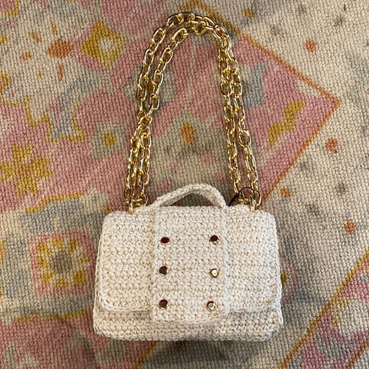 Cream and Gold Woven Crossbody with Gold Hardware *FINAL SALE*