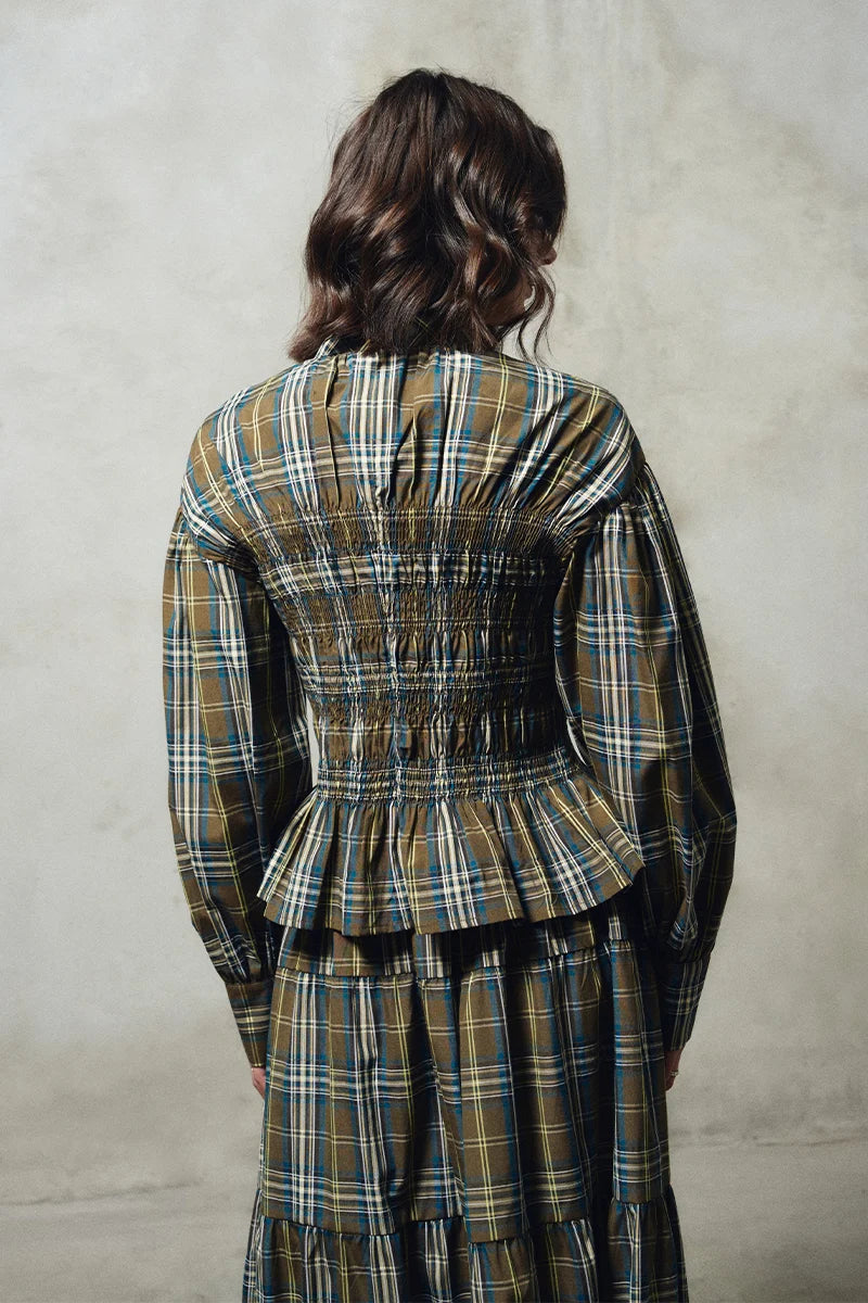 Cotton Poplin Checked Blouse
