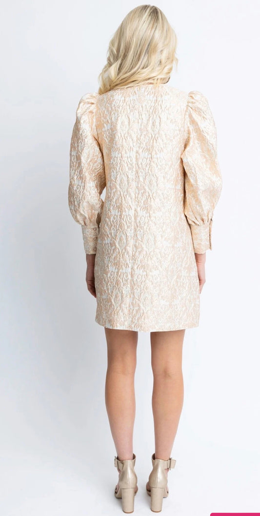 Jacquard Puff Sleeve Dress