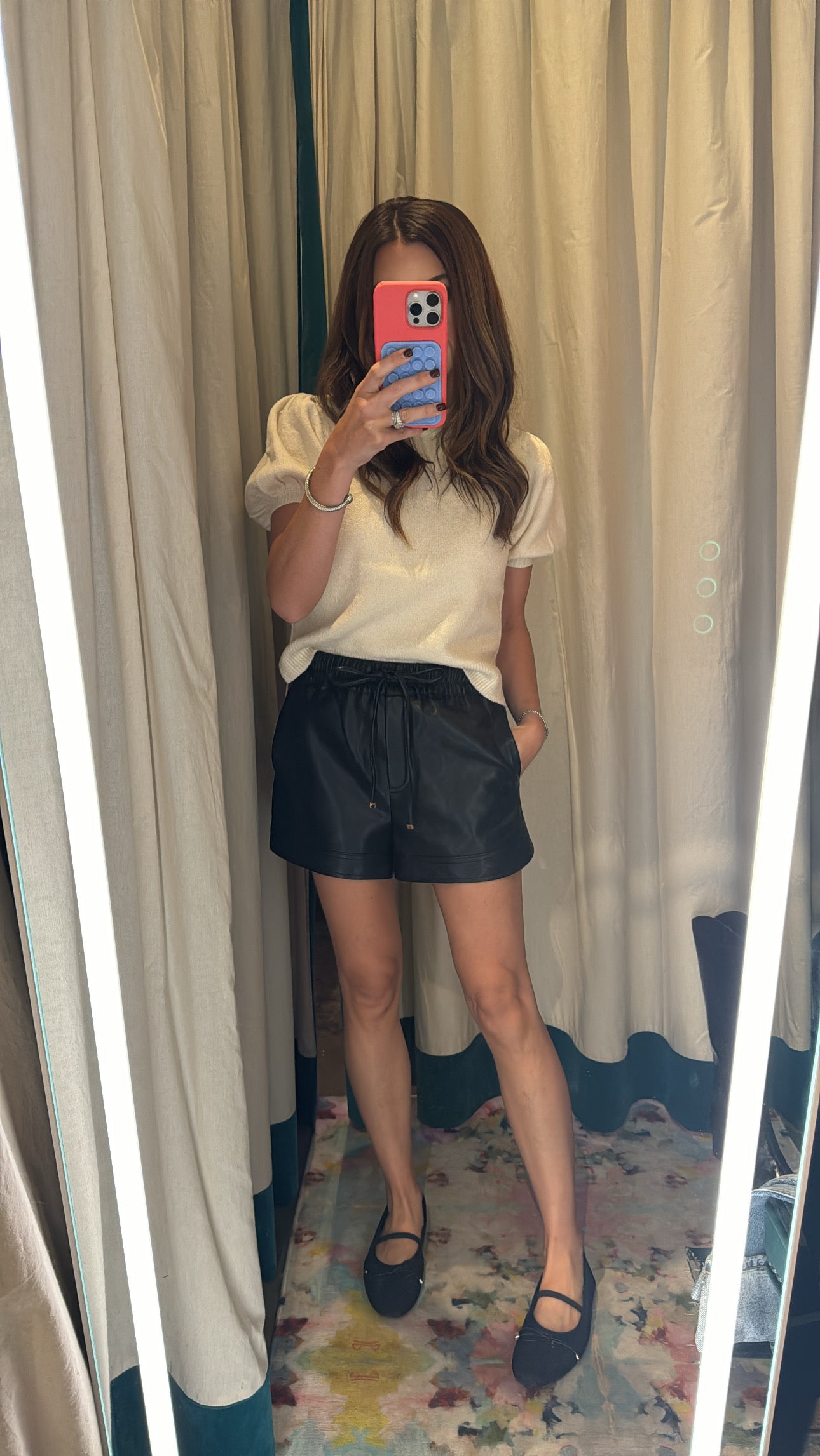 Faux Leather Drawstring Shorts