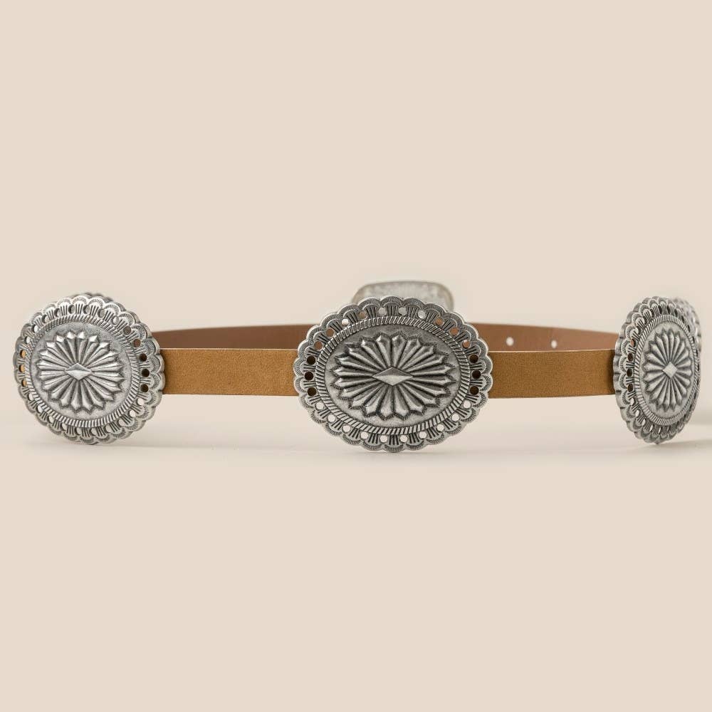 Western Concho Disc Decor Buckle Belt
