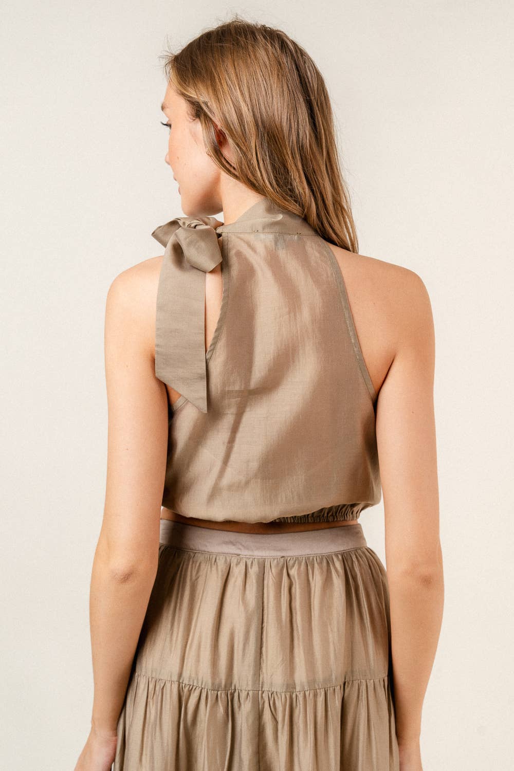 Side Tie Halter Crop