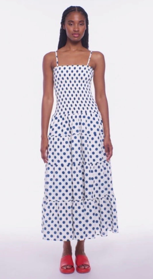 Clementine Dress Navy Polka Dot