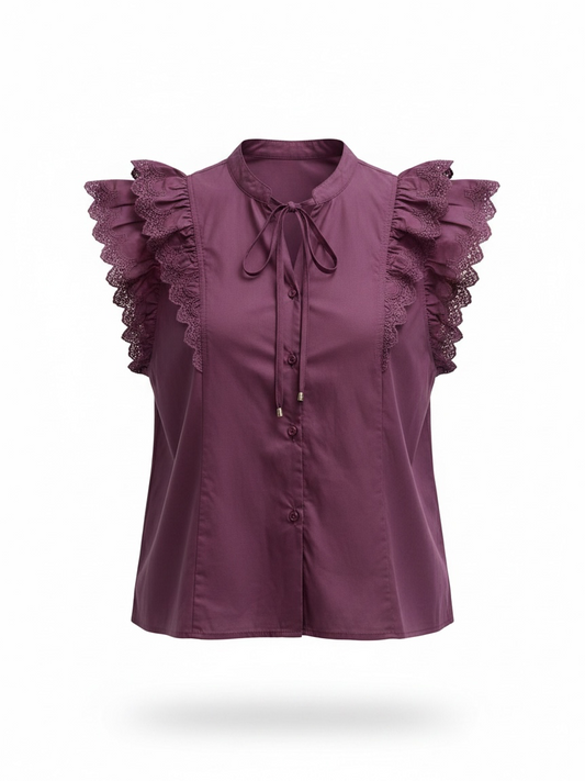 Ruffle Sleeve Tie Front Top