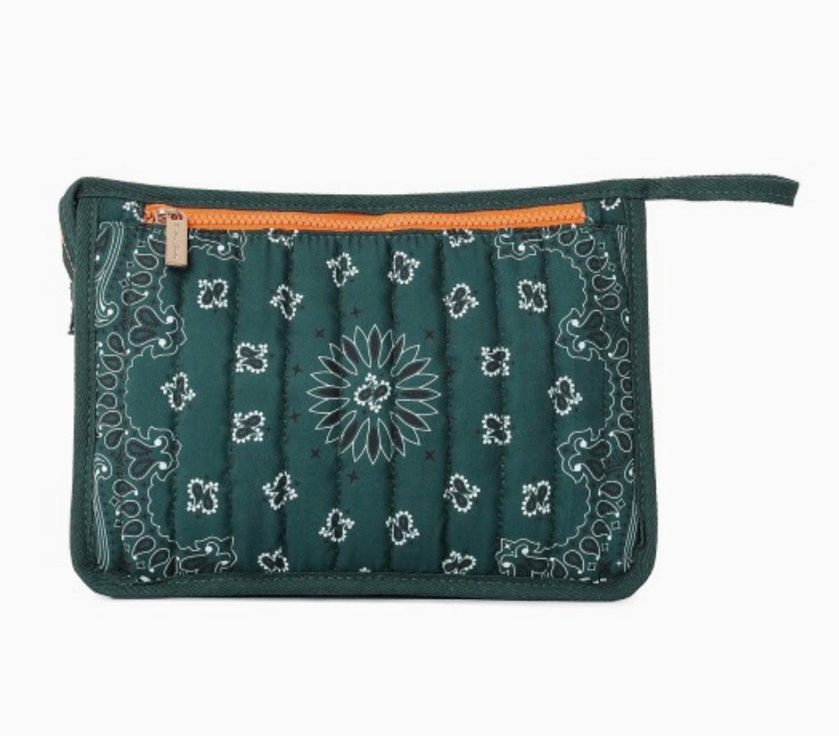 Bandana Print Pouch -Hunter Green