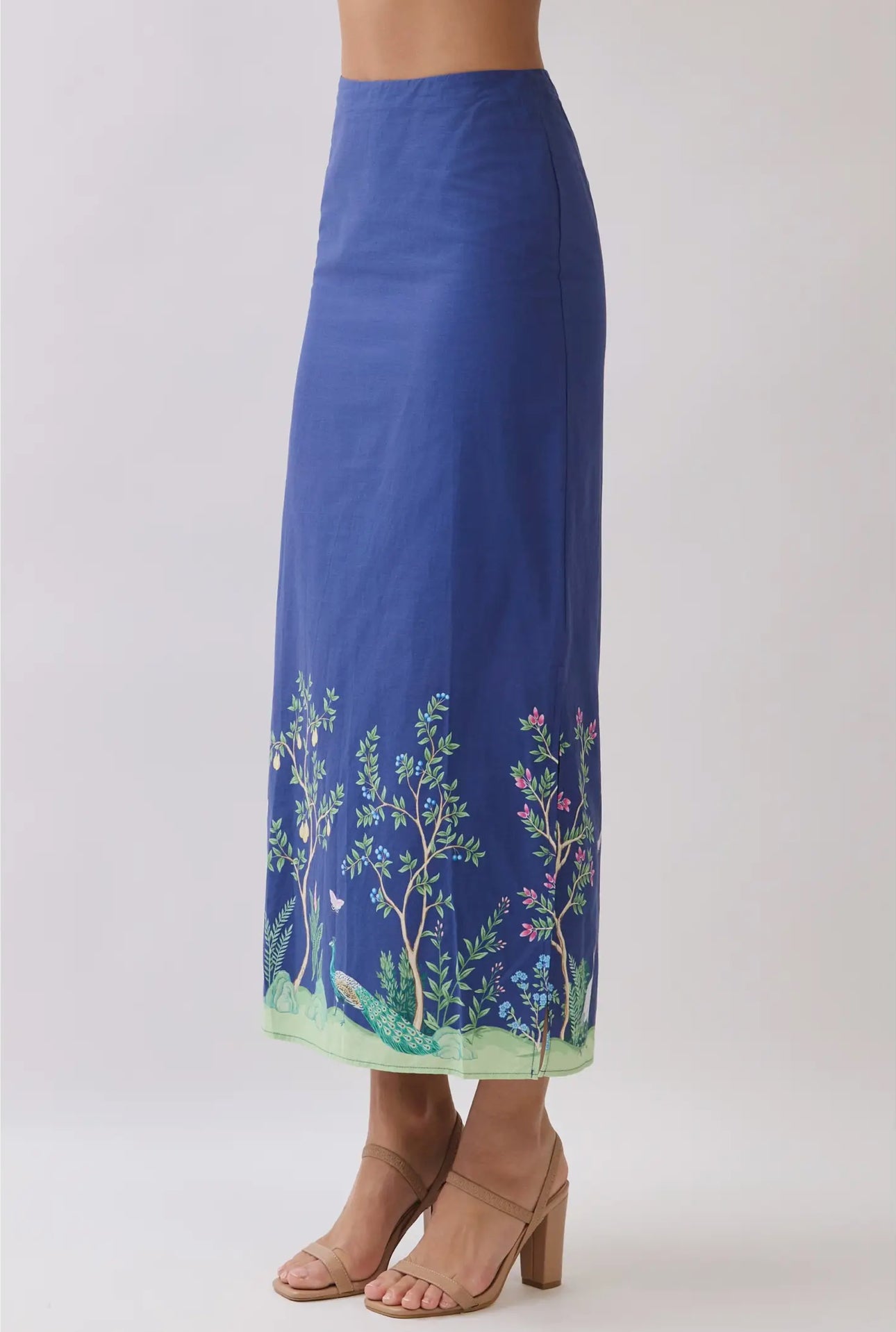 Botanical Border Print Maxi Skirt