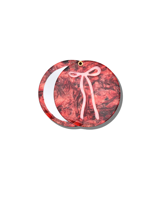 Hand-painted Vintage Bow Compact Mirror | Eco-Friendly