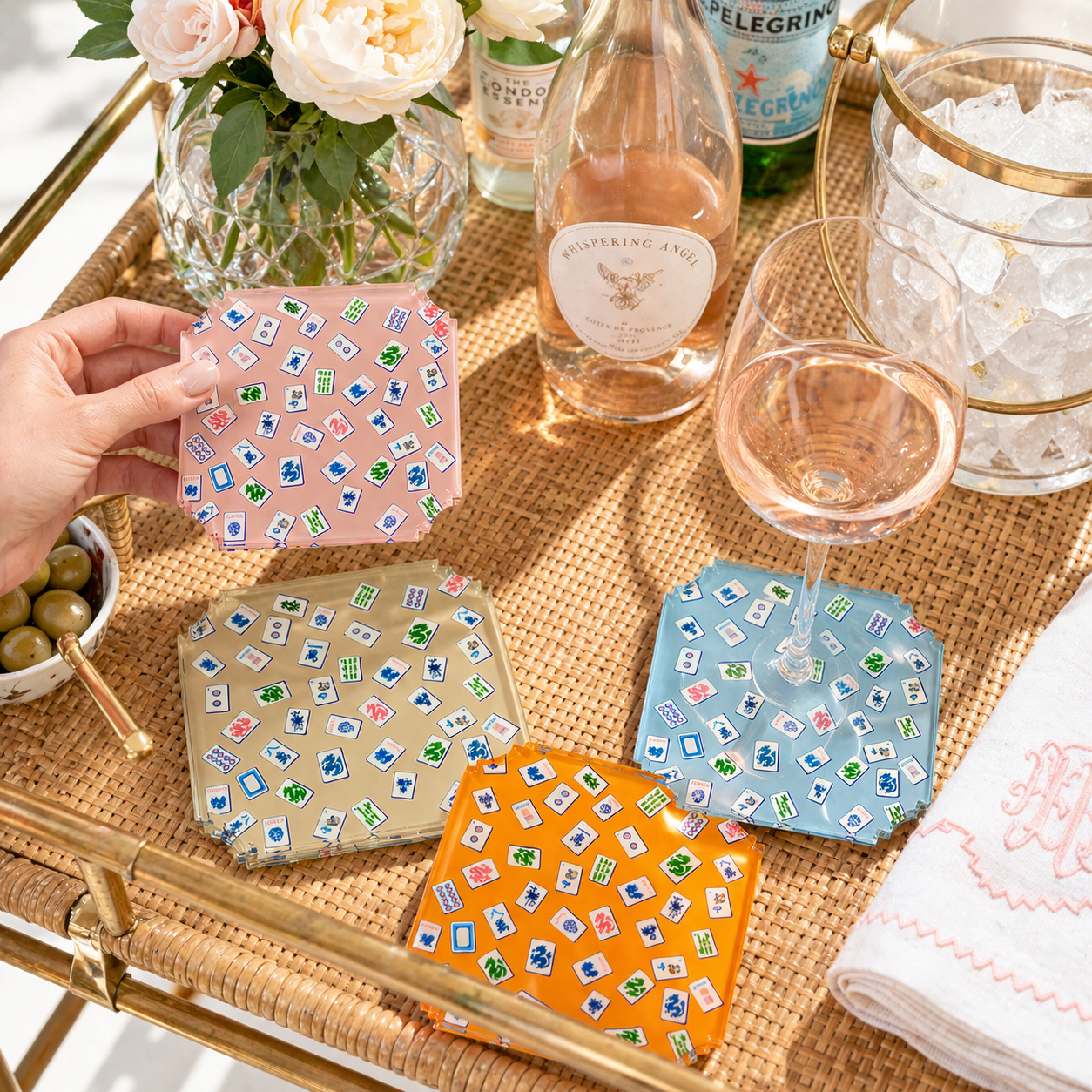Boxed Coaster Set, Preppy Mahjong