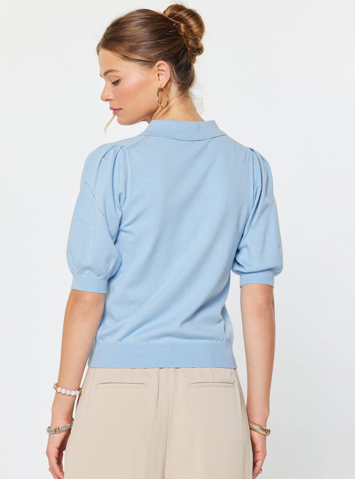 Short-sleeve Knit Polo Top