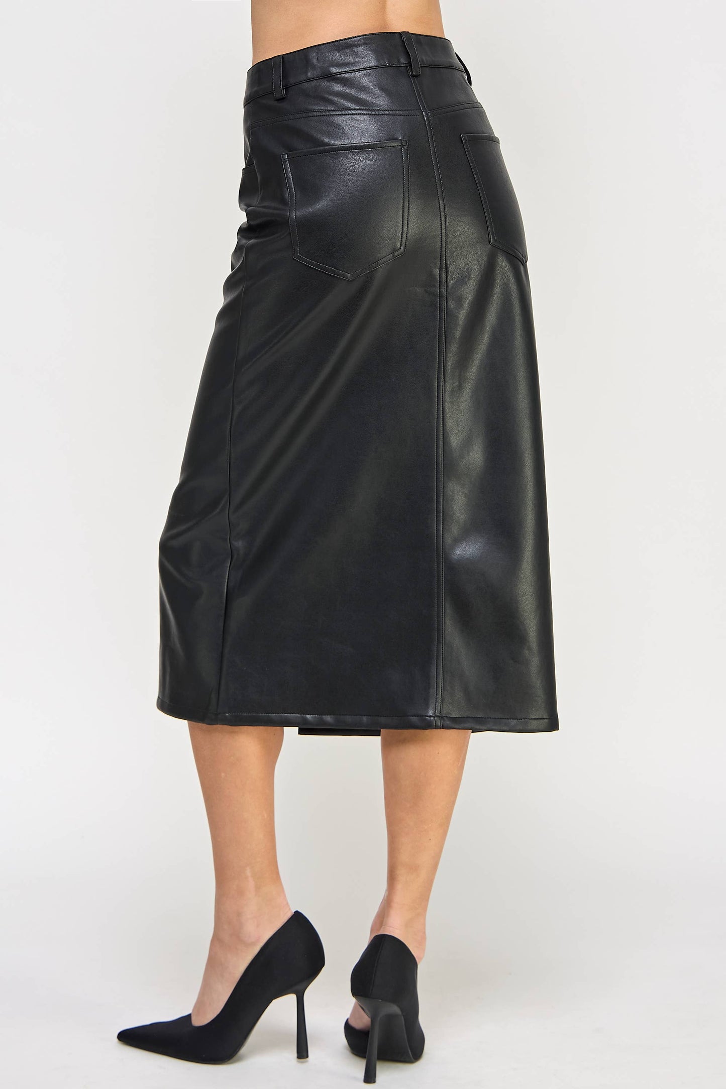 Faux Leather Midi Skirt