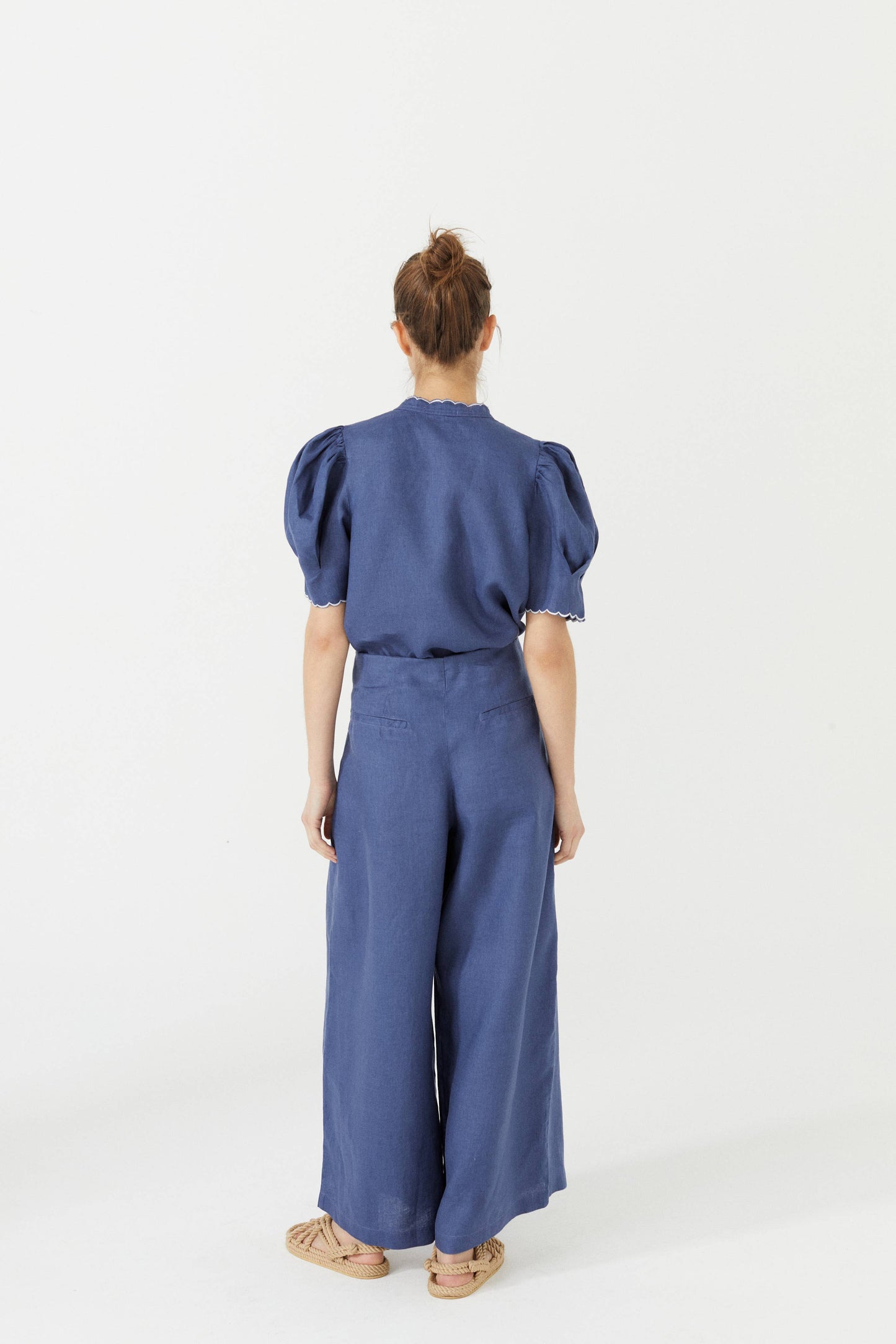 Culotte Linen Pant - Deep Blue