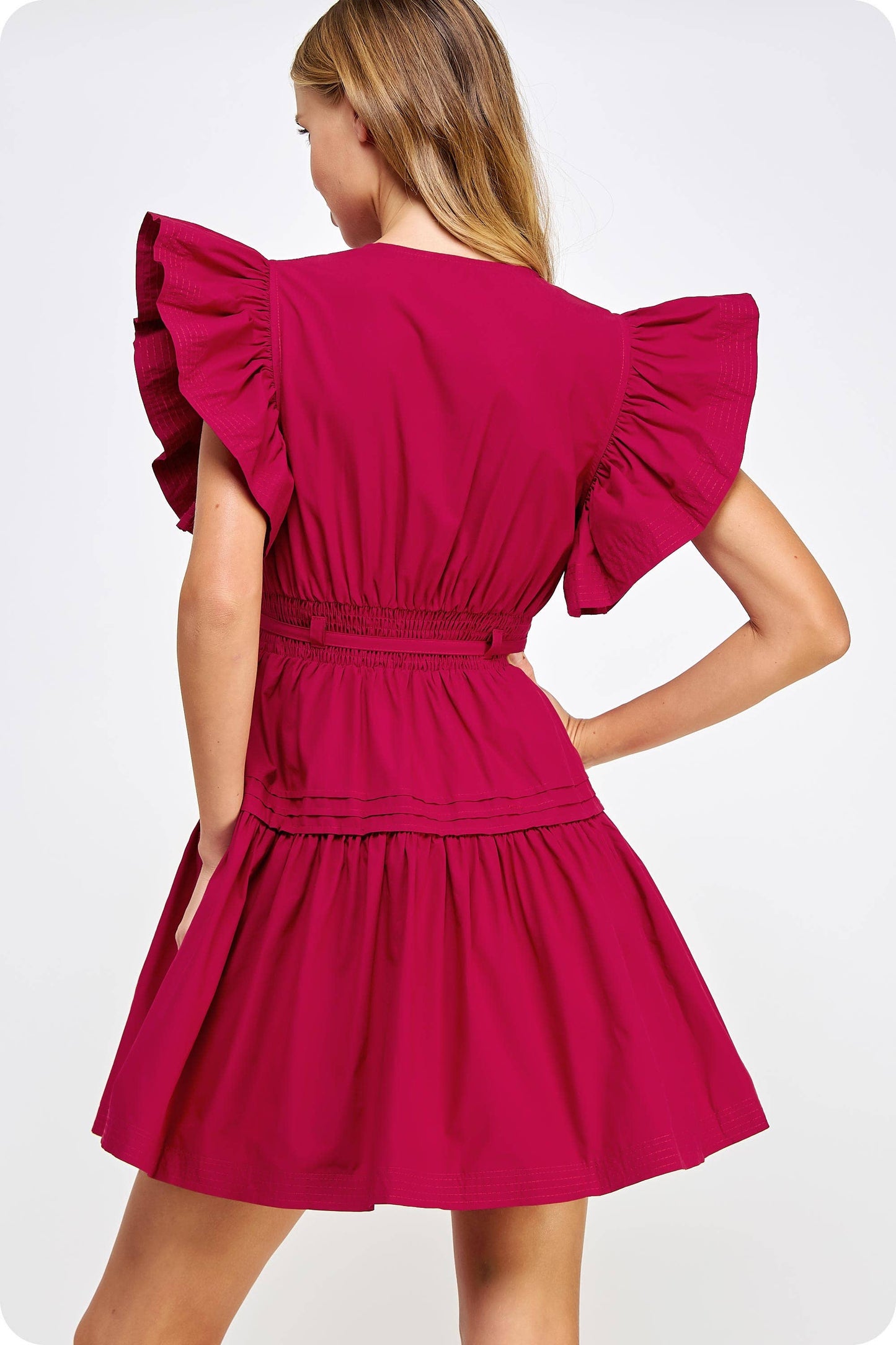 Flutter Sleeve Poplin Mini Dress