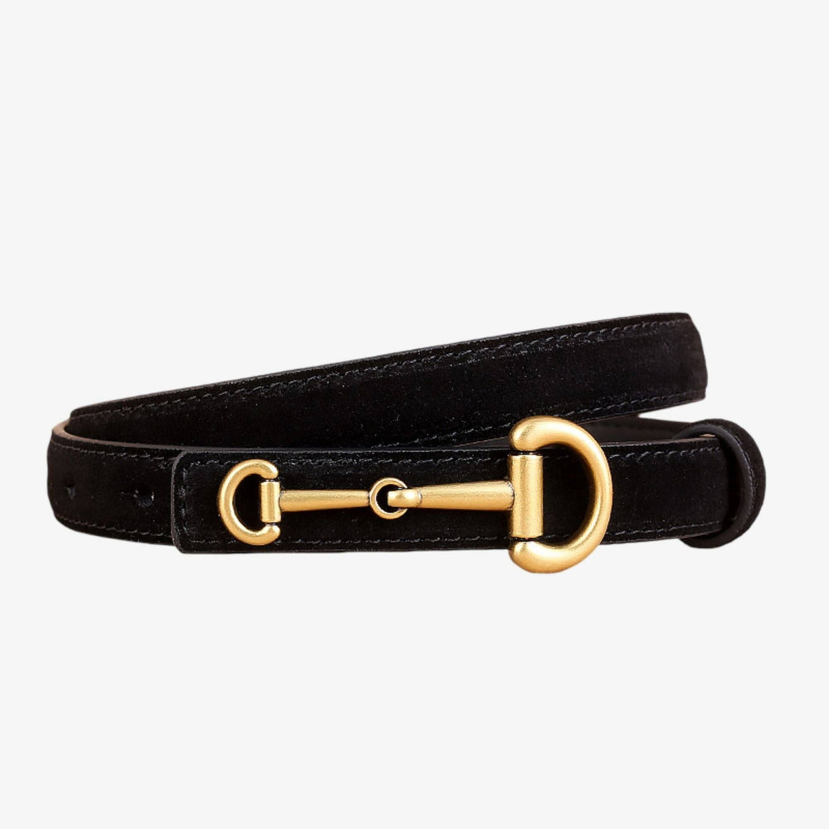 Suede Leather Skinny Belt with Horsebit