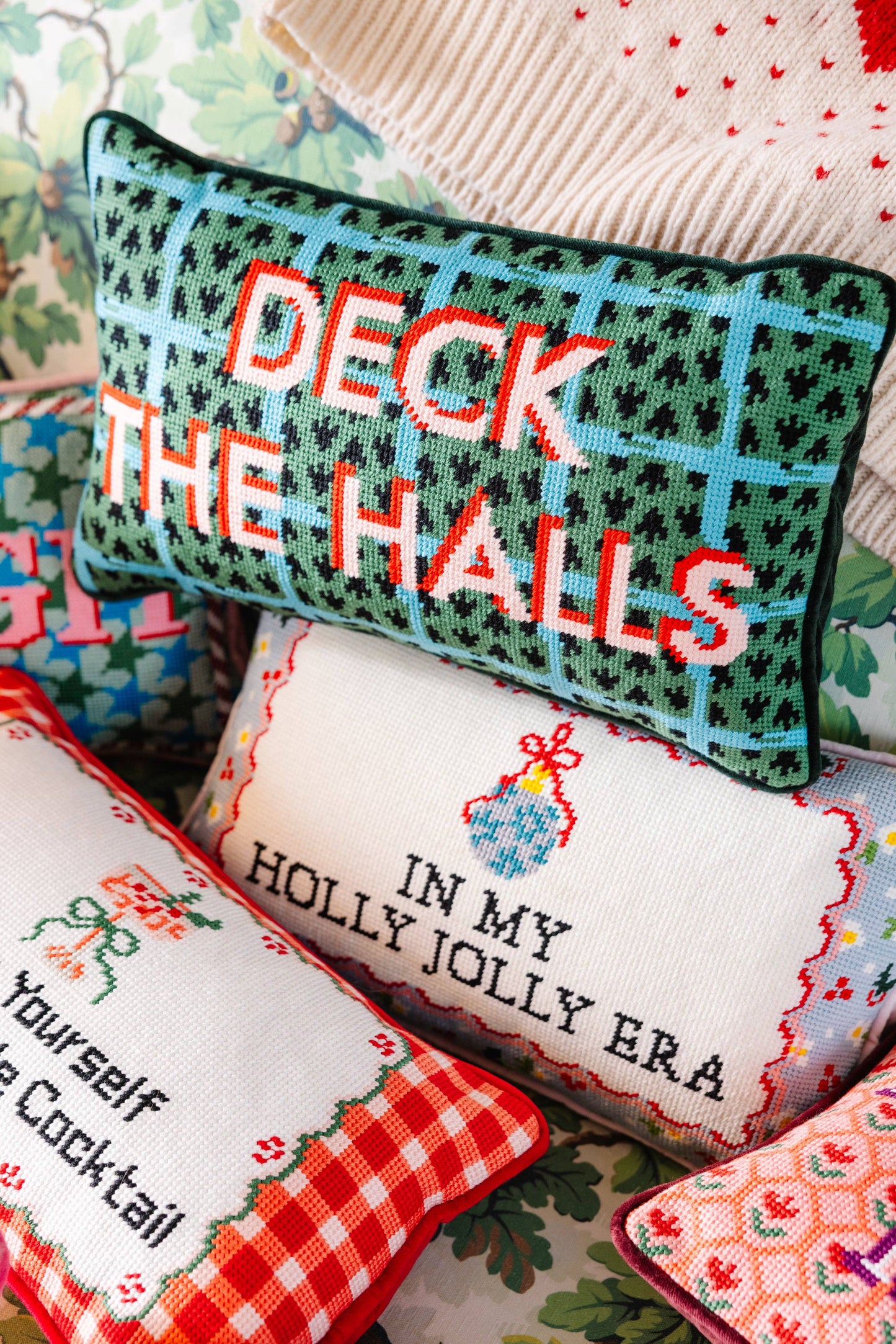 Deck the Halls Needlepoint Pillow
