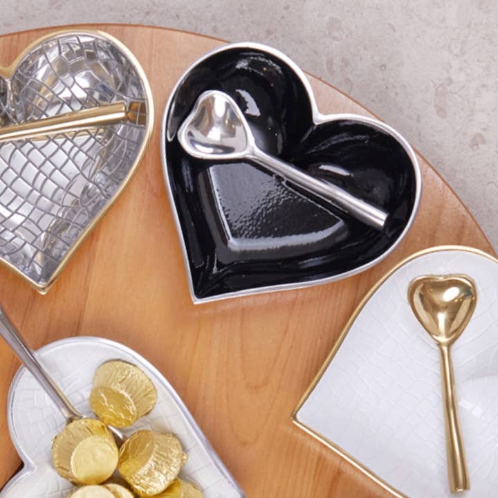 Happy Gold & Silver Croco Heart with Gold Heart Spoon