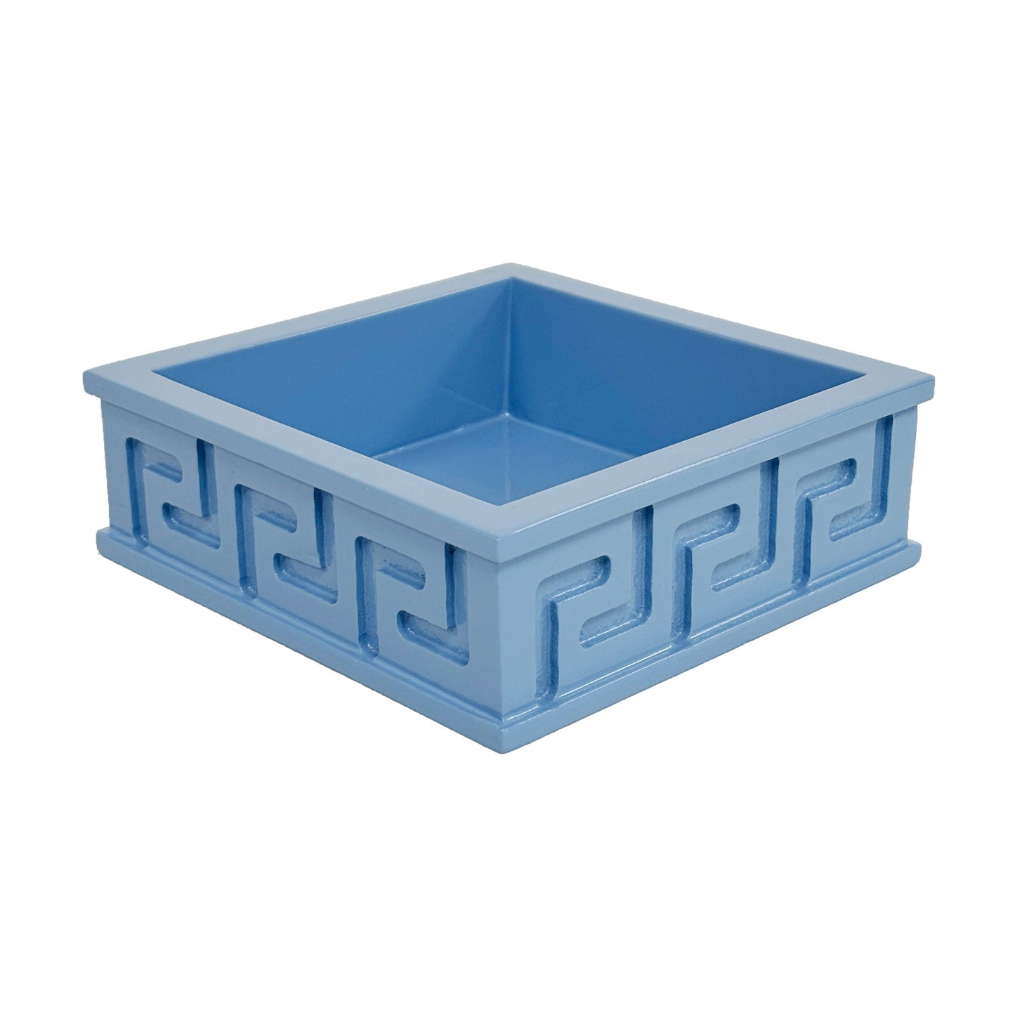 Lacquer Greek Key Napkin Holder | Cornflower