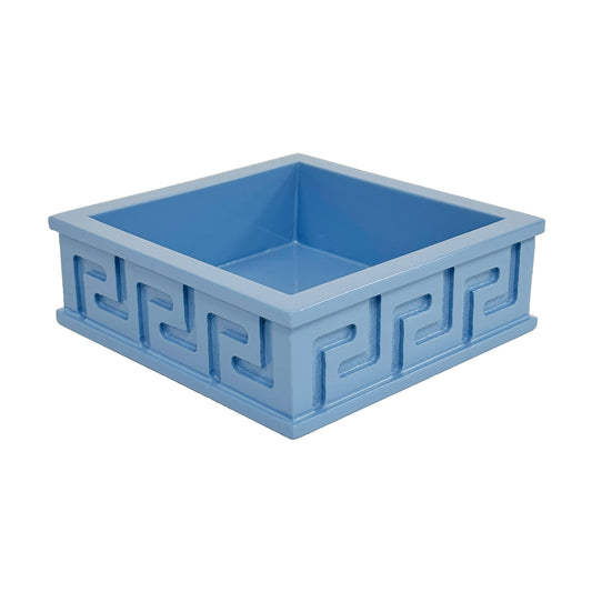Lacquer Greek Key Napkin Holder | Cornflower