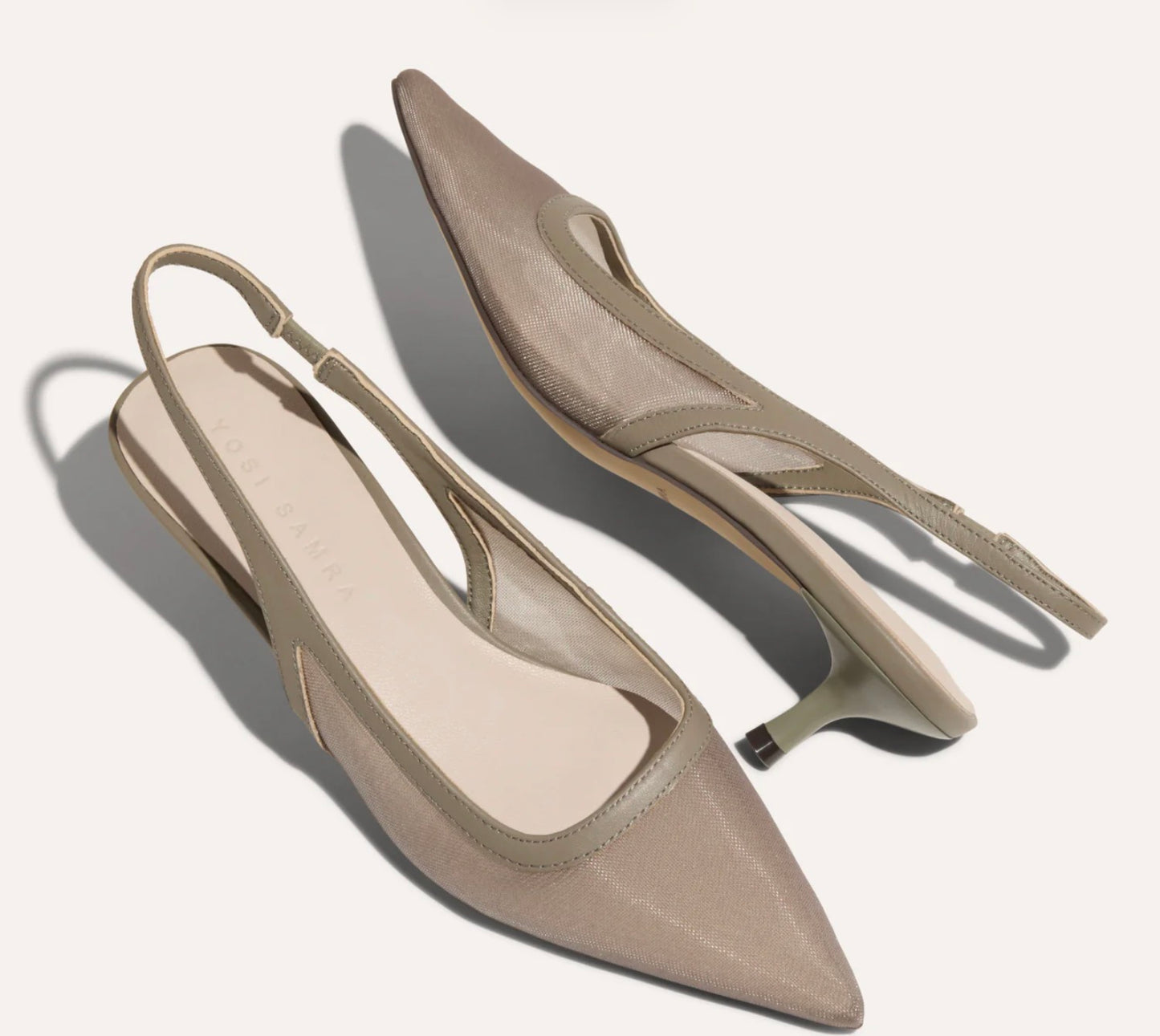 Delilah Kitten Heel in Taupe Mesh