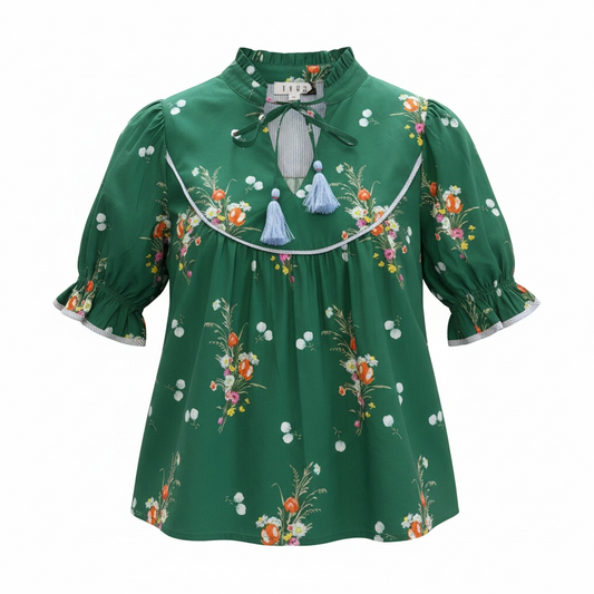 Green Floral Easy Top