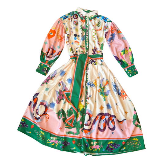 Wonderland Balloon Sleeve Swing Dress