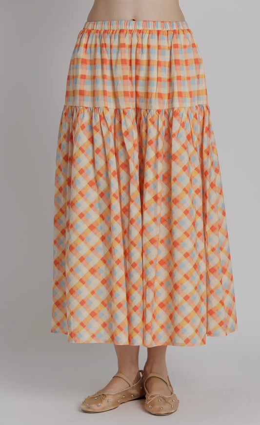 Bright plaid Midi Skirt
