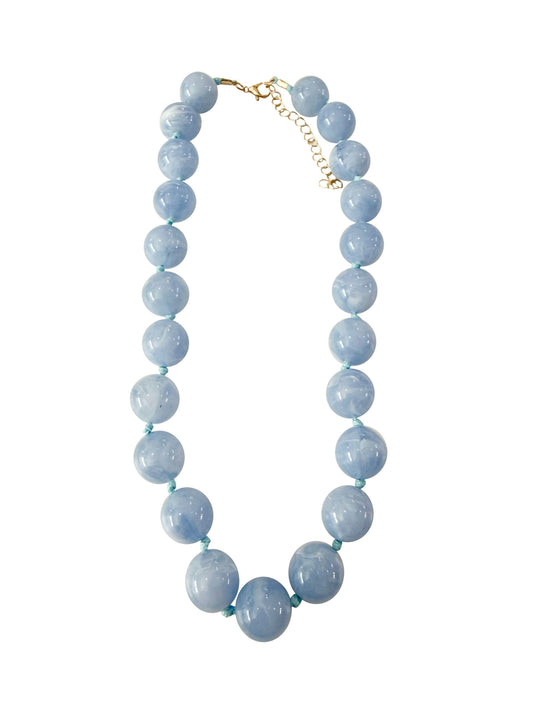 Mabry Chunky Beaded Necklace- Light Blue