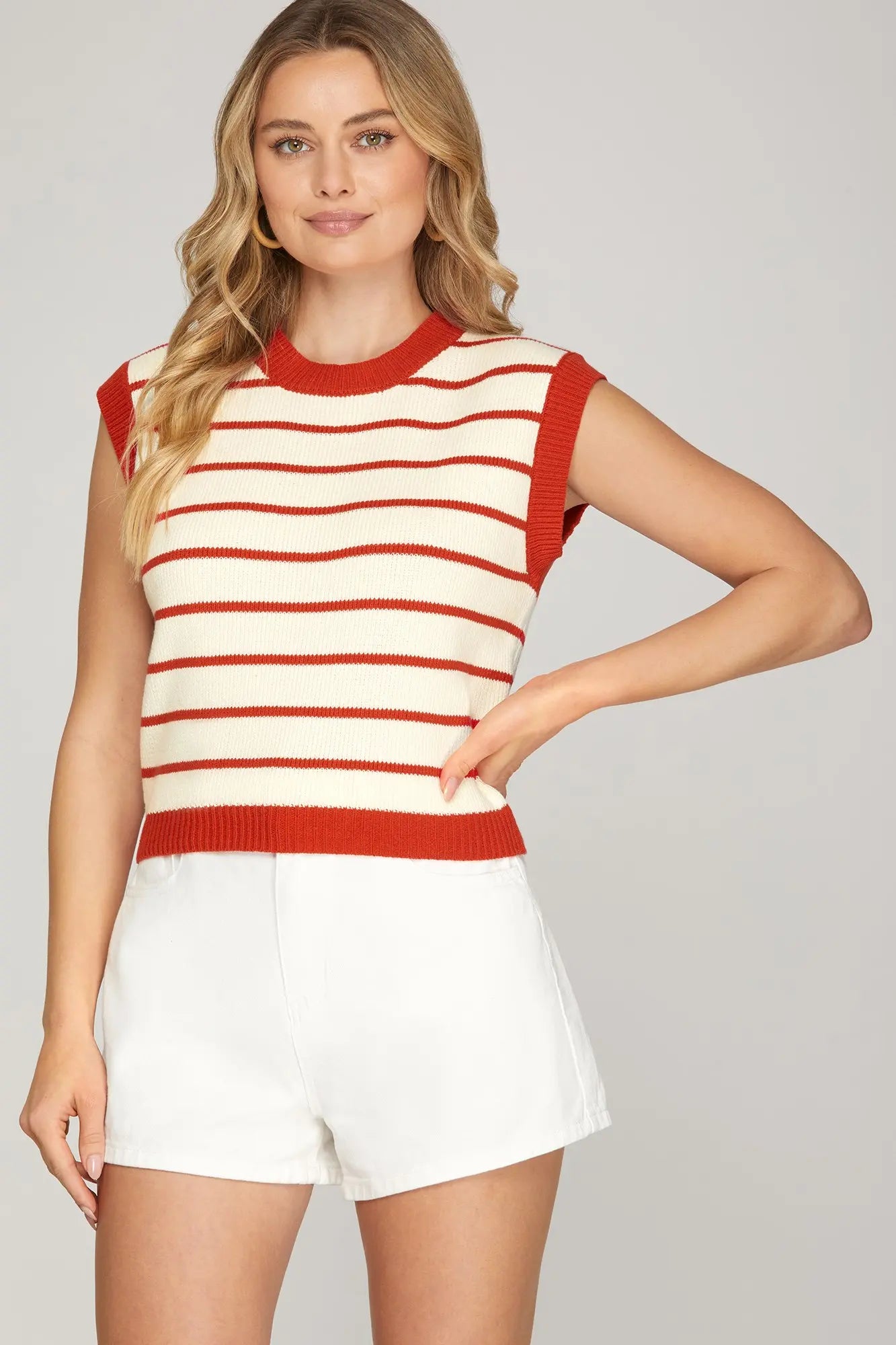 Striped Ringer Sleeveless Sweater