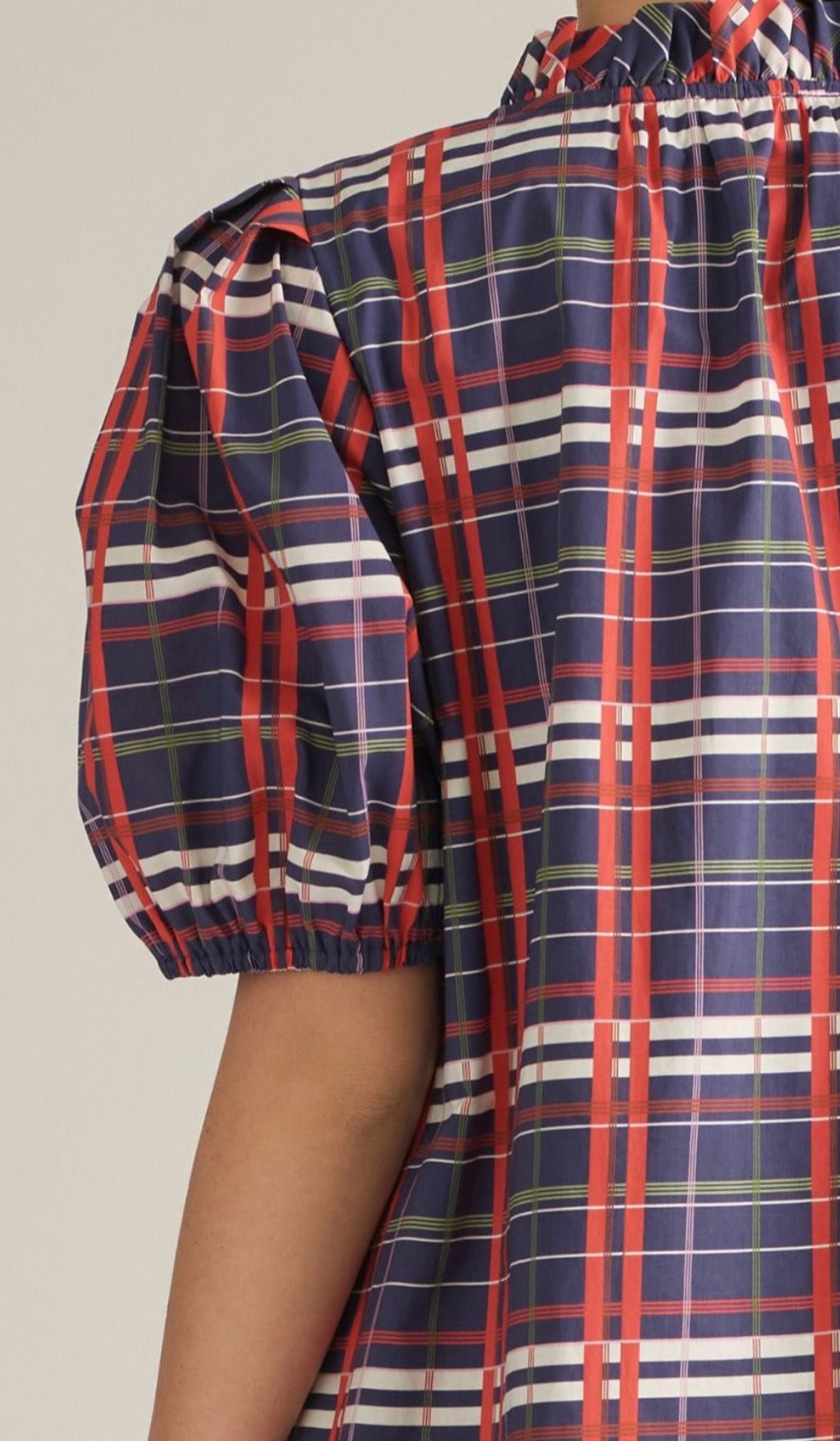 Navy Plaid Maxi Dress