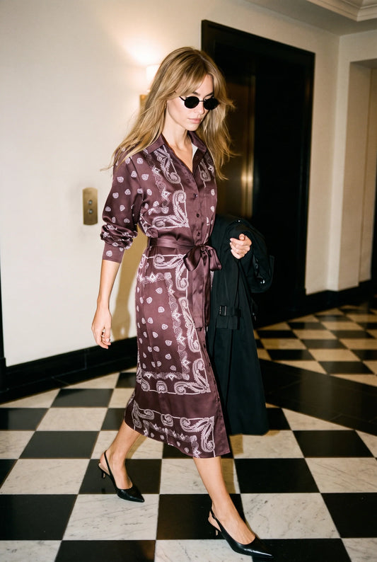 Edie Dress in Brown Bandana