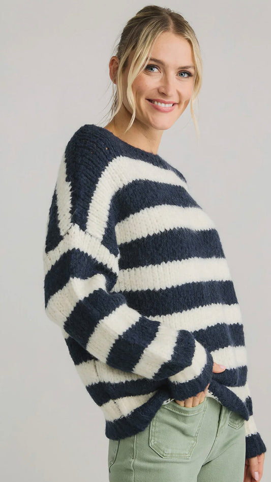 Navy & White Striped Sweater